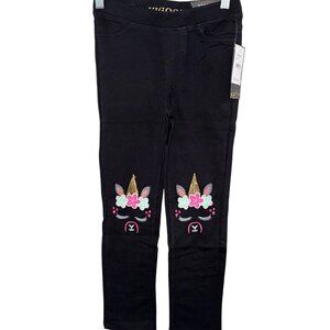 Vigoss Kids Black flowers Embroidered Leggings 8
